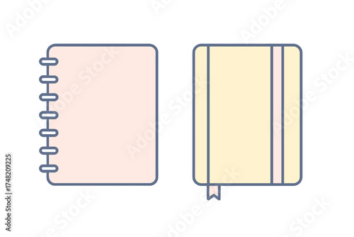 Minimalist style two blank notebooks a disc bound planner and a traditional journal
