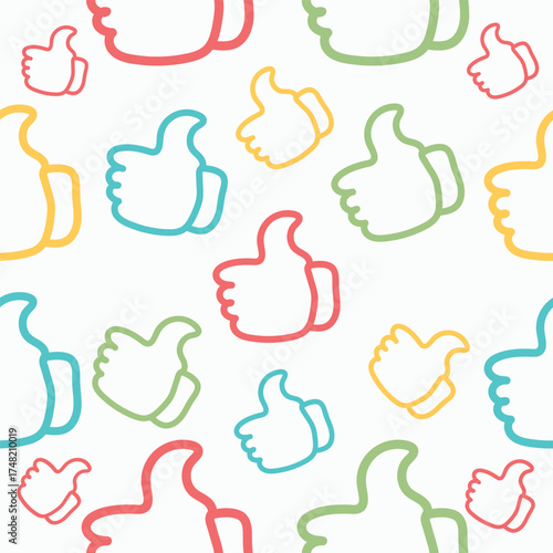 Hand Drawn Thumbs up Seamless Pattern Vector Illustration
