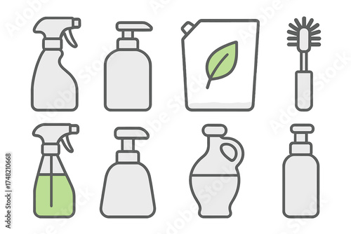 Sustainable cleaning product containers and household tools for eco-friendly living