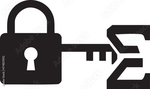 Cryptographic Security Silhouettes Lock Math Key Public-Key Infrastructure Digital Signing Icon