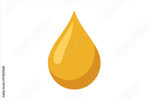 Isolated glossy golden yellow drop of viscous fluid representing oil or honey