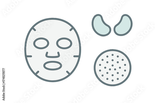 Skincare routine set with face mask, under eye patches, and exfoliating pad