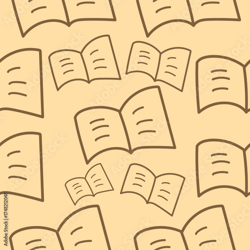Hand Drawn Open Books Seamless Pattern Vector Illustration