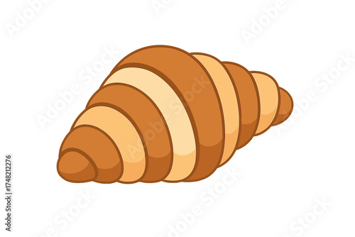 Golden brown croissant pastry isolated on white background, perfect for breakfast menu design