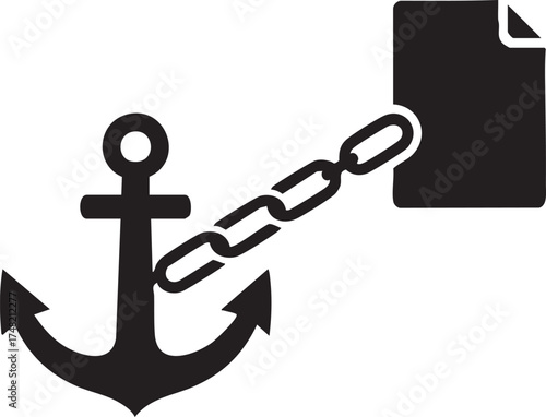 Data Immutability Silhouettes Anchor Document Chain File Integrity Perpetual Storage Icon