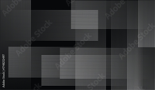 Black background with shiny diagonal lines wallpaper. Modern design background for banner, paper and poster. Vector