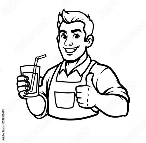"Thumbs-Up Barista" – Friendly service in every sip VECTOR