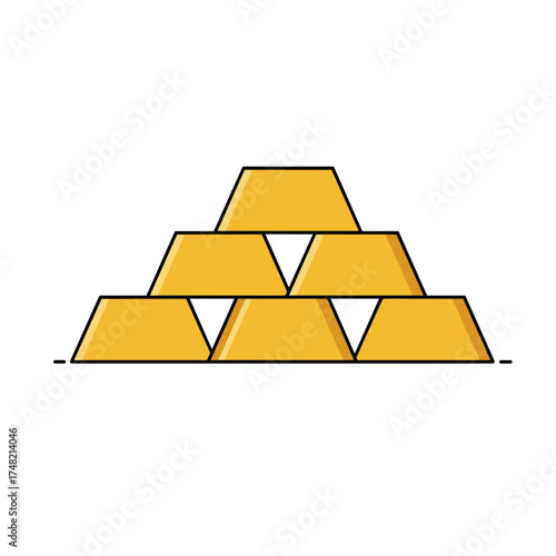 Gold bars icon stacked in perspective for finance and wealth representation
