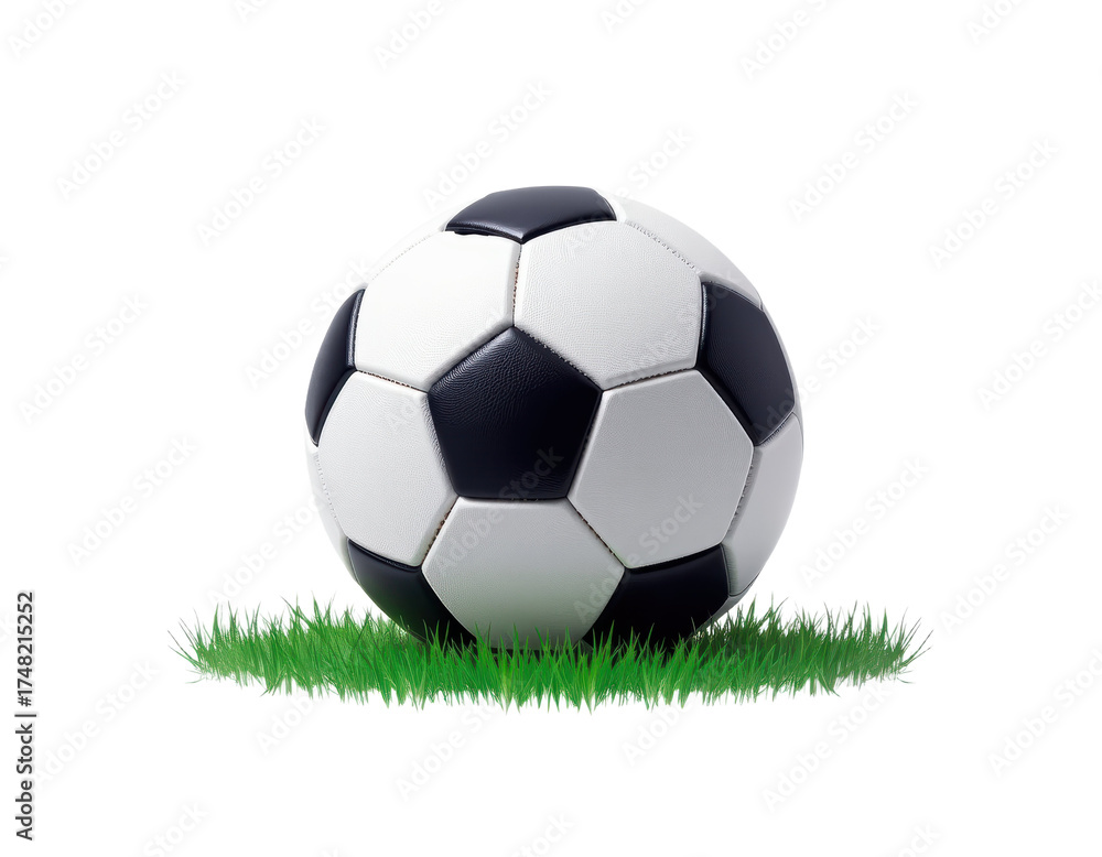 Fototapeta premium Exciting Soccer Ball Action on Lush Grass Field Sport Event Outdoor Close-Up View Dynamic Concept