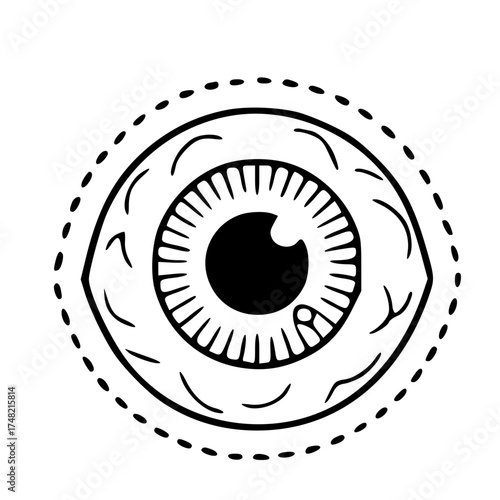 Eyeball halloween cute spooky outline illustration