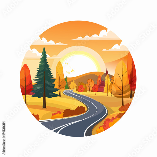 Autumn Landscape, Fall Back Time Change, Golden Hour Sunset
