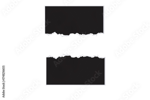 Set of torn paper sheets. Ripped paper strips collection. Torn notebook page or scrap note with damaged border. Sticky newspaper clip art.
