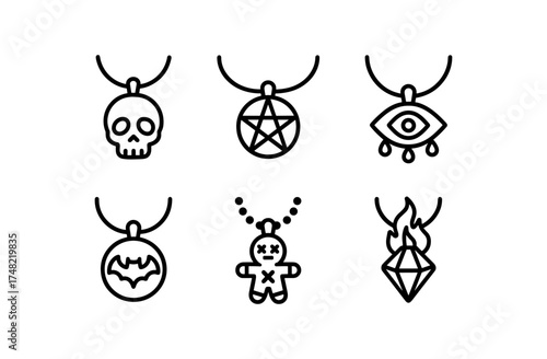 Halloween necklace collection: spooky charms with unique designs in minimalistic style