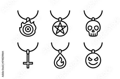 Linear occult necklaces: simple designs for alternative fashion