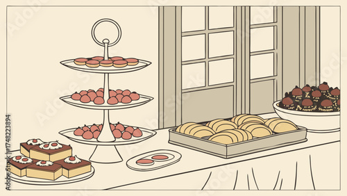 A buffet spread featuring various desserts perfect for events and celebrations.