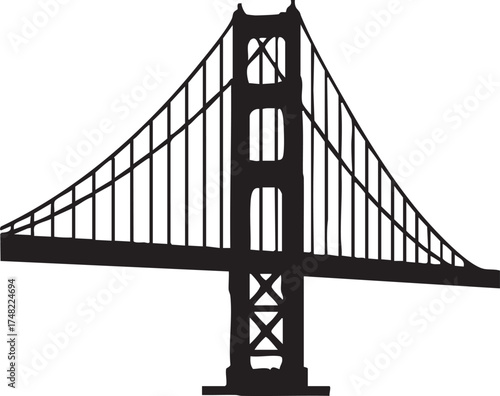 Golden Gate Bridge Silhouettes Vector Minimal Design San Francisco Landmark