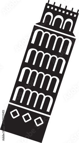 Leaning Tower of Pisa Silhouettes Vector Minimal Design Isolated Italian Landmark
