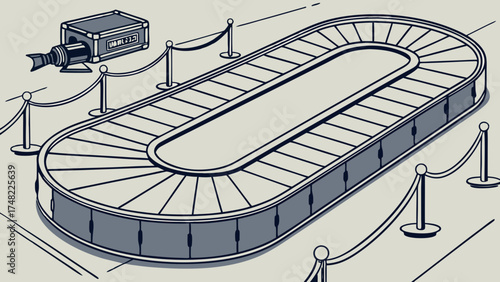 An Illustration of a Film Camera and a Rope Walkway.