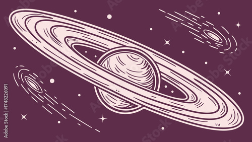 Astronomy Illustration Celestial Bodies in Space.
