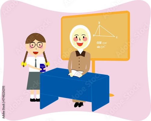 Flat Design Illustration of Mathematic Class