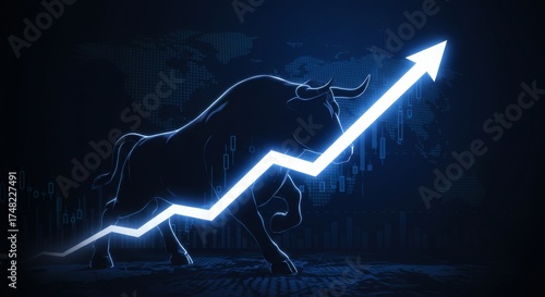 Bull Market Surge Finance with Investing, and and Economic Growth in Motion.