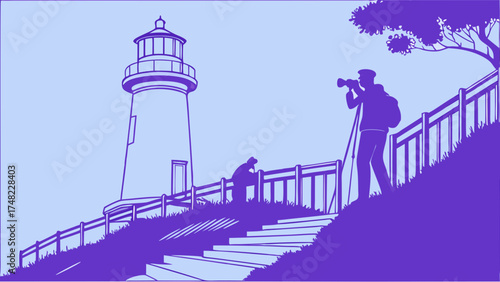 Coastal Scene with Lighthouse Photographer and Views.