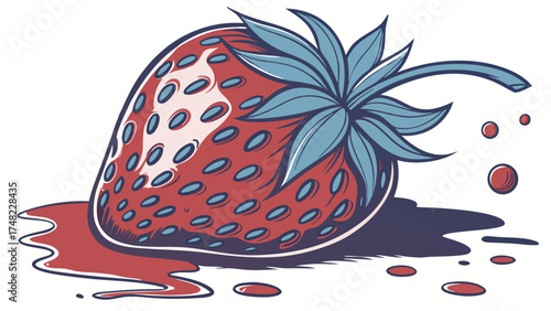 Colorful Strawberry Illustration with a Flat Design Style.