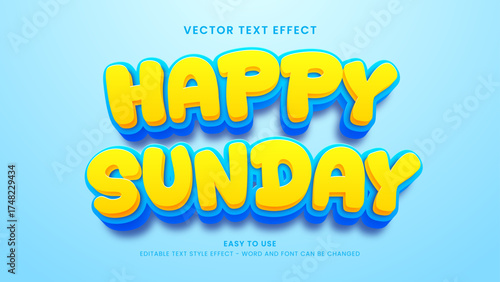 happy sunday editable text effect 3d text vector