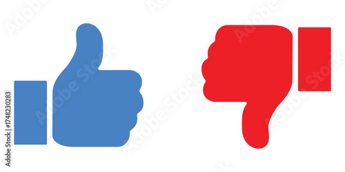 Thumbs up and thumbs down hand gesture.
