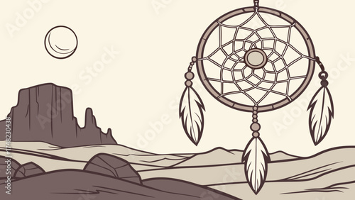 Dreamcatcher in a Desert Landscape.