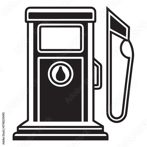Illustration of a vintage gas pump isolated on white background, perfect for adding a retro touch to your designs, representing themes of transportation, energy, or nostalgia with its classic design
