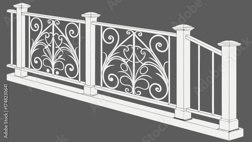 Elegant Decorative Fence Design Illustration.