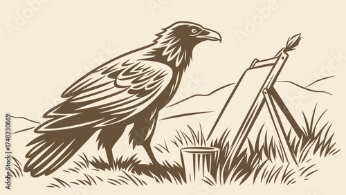 Crow Artist Illustration.
