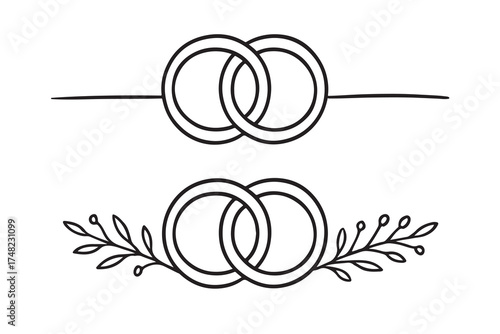 Wedding ring line art vector silhouette. eps