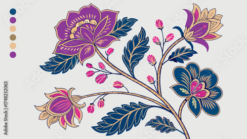 Floral design with vibrant colors and intricate detailing a decorative artwork.