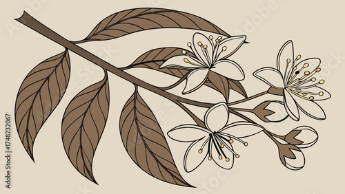 Floral Branch Illustration.