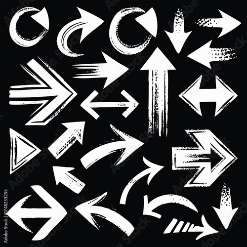 Retro White Arrows on Black Background