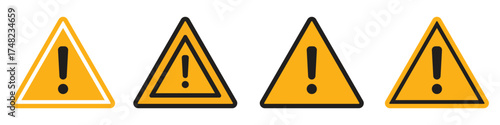 Warning or Danger Sign Icon Set Vector Design.
