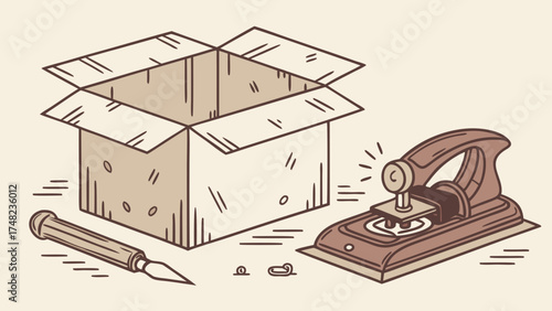 Illustration of Tools and Packaging Elements.