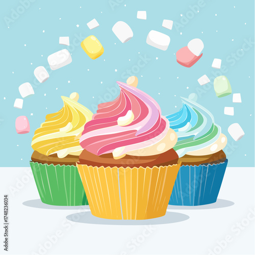 Regenbogen-Cupcakes für Kinder