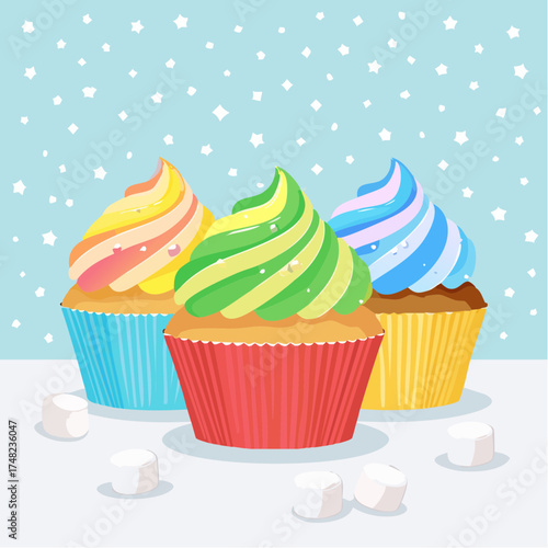 Regenbogen-Cupcakes für Kinder