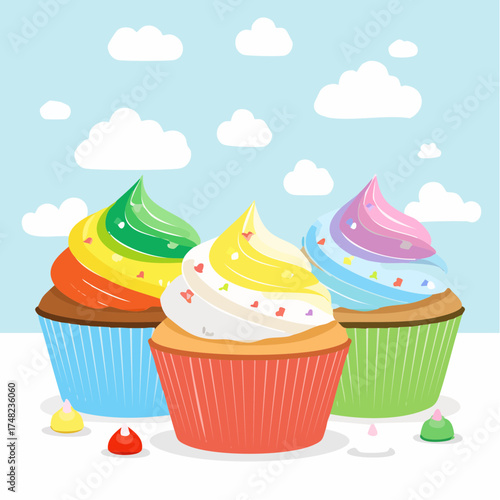 Regenbogen-Cupcakes für Kinder