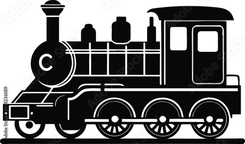  locomotive train design, rail transport silhouette