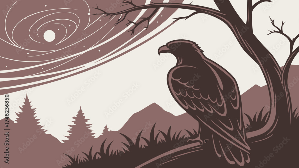 Fototapeta premium Majestic Eagle Perched in a Mountainous Landscape.