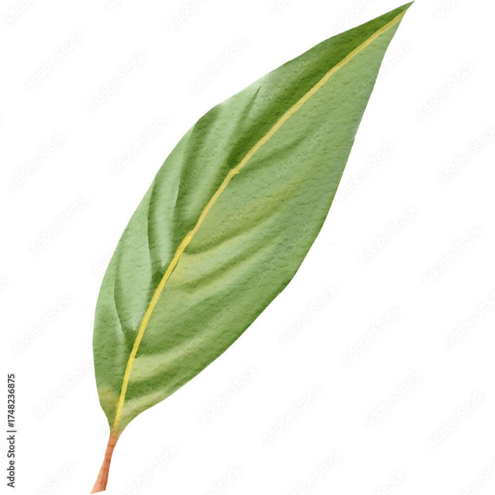 Obraz premium Watercolor Illustration of Green Leaf