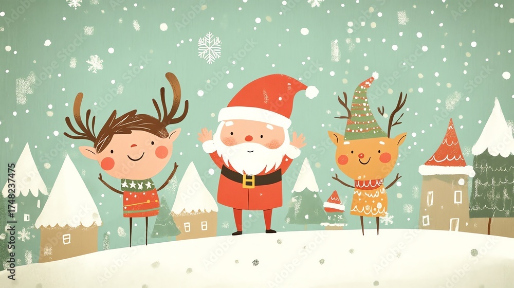 Fototapeta premium christmas card with santa claus