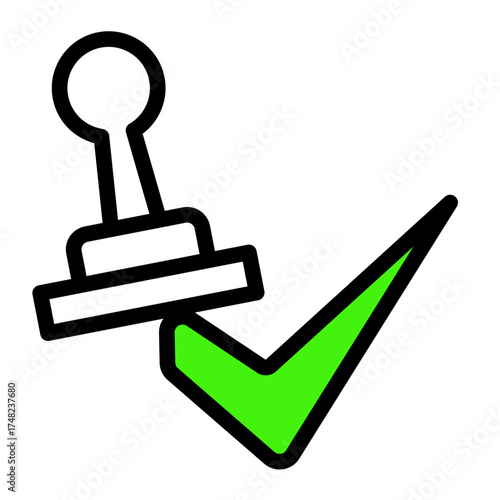 Official Stamp Verification icon from the Notary icon collection (Outline Color Lineal Style)