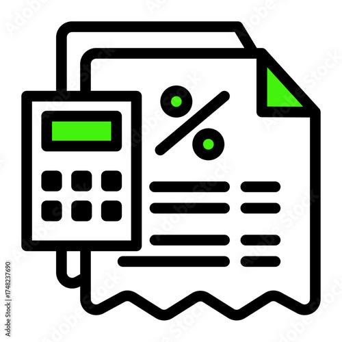 Financial Calculation Accounting icon from the Notary icon collection (Outline Color Lineal Style)