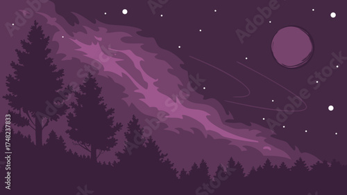 Nighttime Forest Illustration.