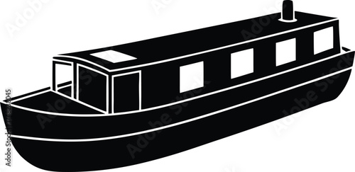  narrowboat illustration, long boat symbol  